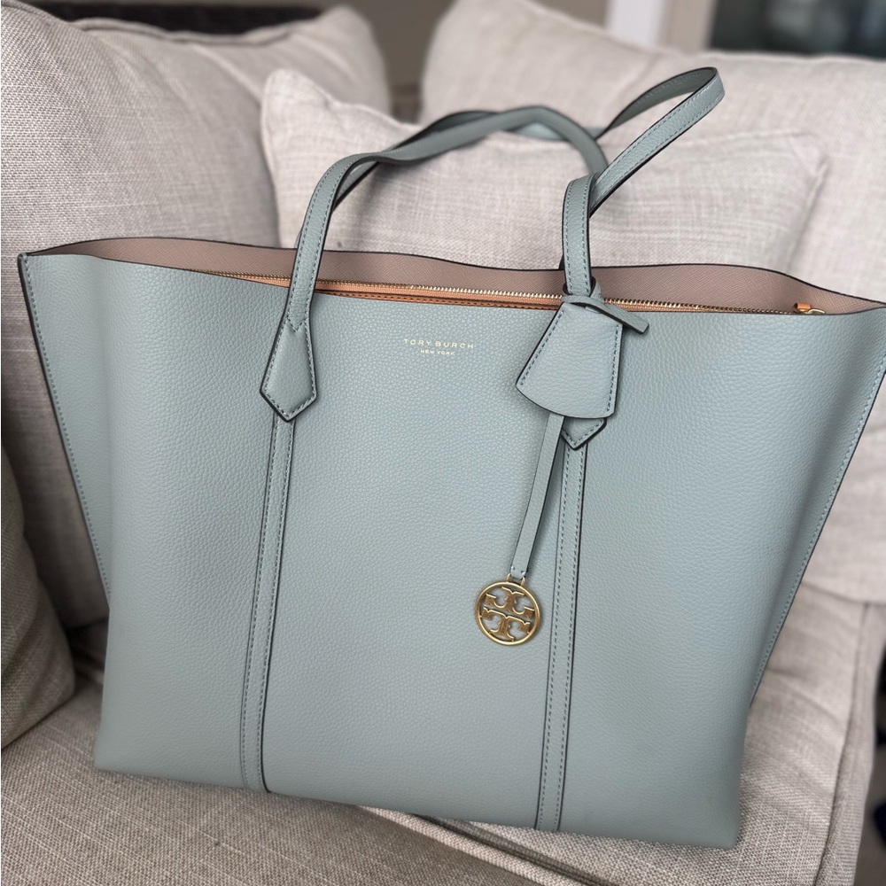 Tory Burch Seafoam Leather Reversible Tote